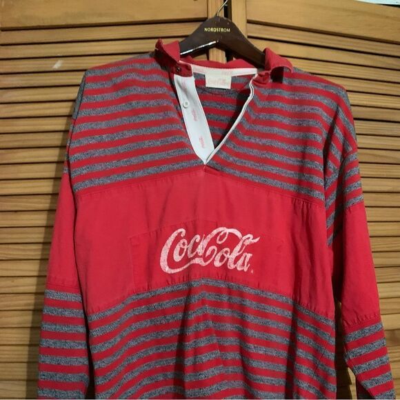 Vintage Coca Cola Coke 1/4 Button Long Sleeve Medium - Picture 7 of 7